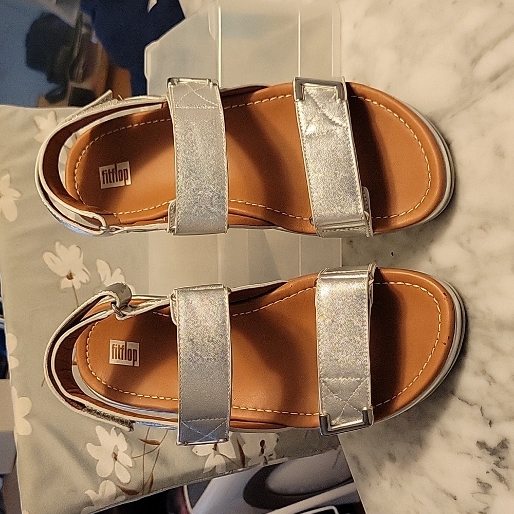 Fit Flop Silver Wedge Sandals